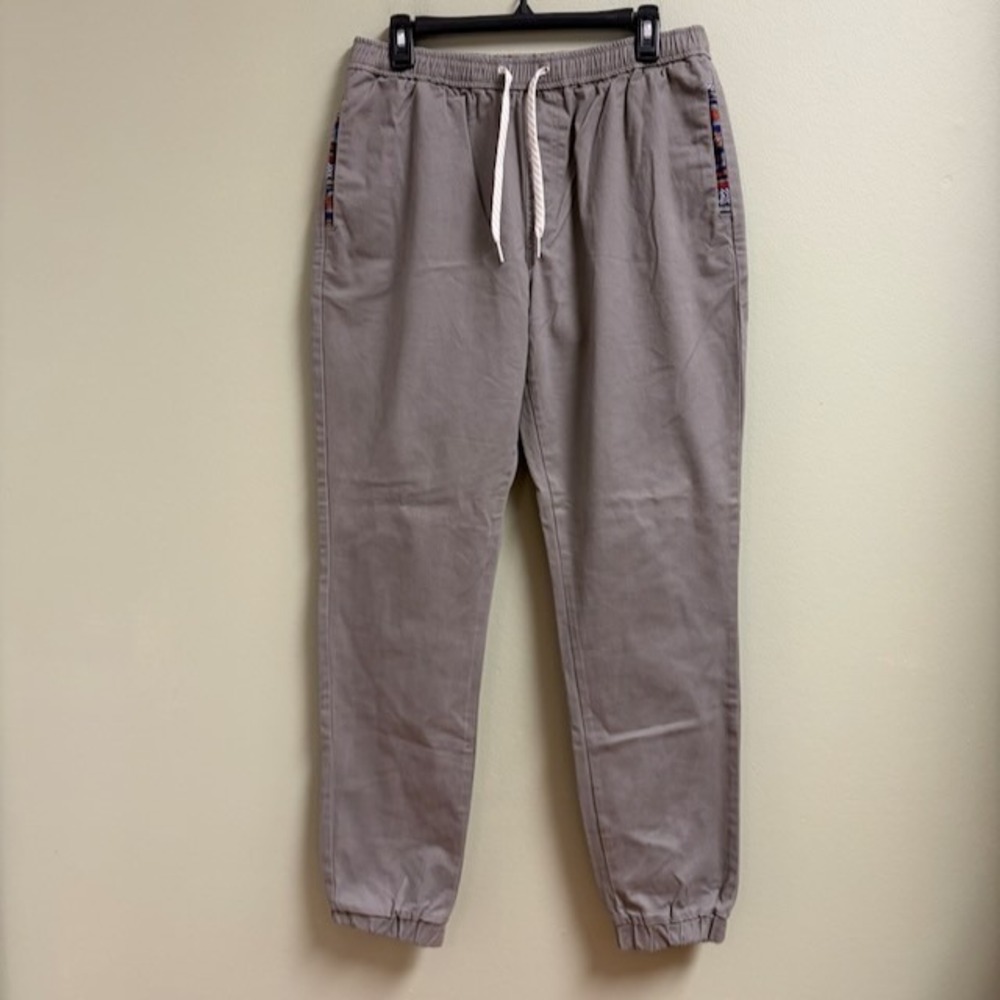 Wowie Mens Pull On Pants Size L Tall Aztec Trim Elastic Waist Drawstring Casual